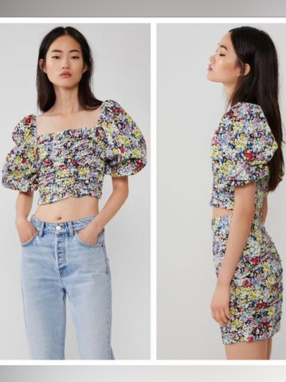 Zara Floral Ruched Top